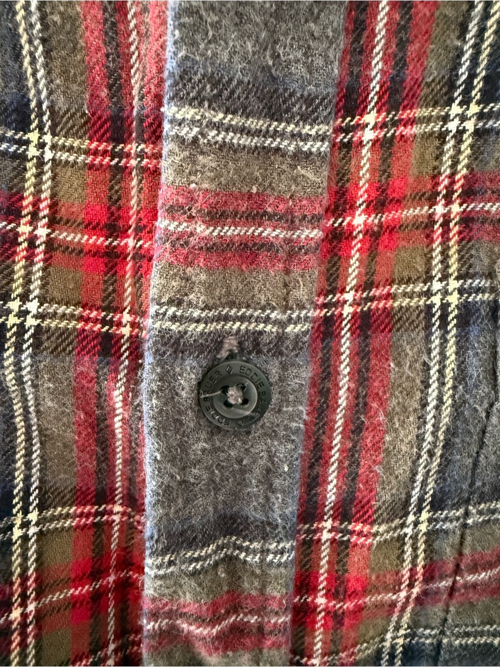 Eddie Bauer Men's Red & Gray Plaid Flannel Shirt - Picture 5 of 5